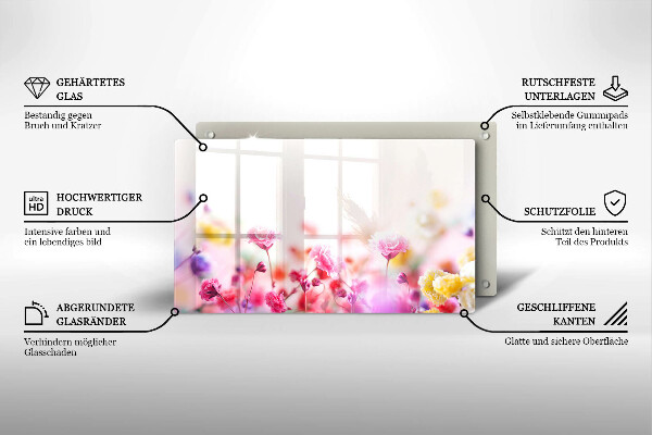 Skärbräda i härdat glas Äng av blommor