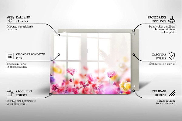 Skärbräda i härdat glas Äng av blommor