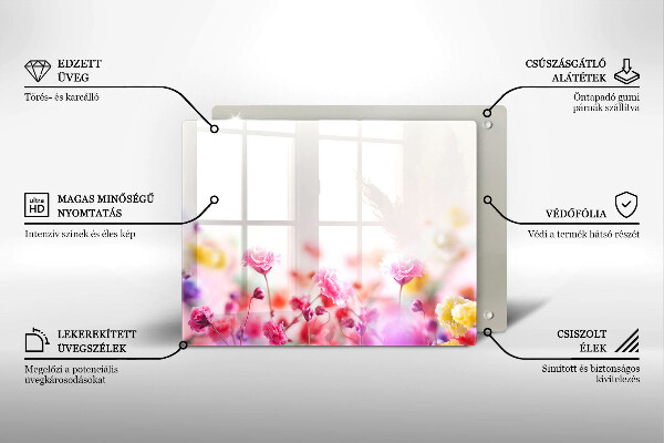 Skärbräda i härdat glas Äng av blommor