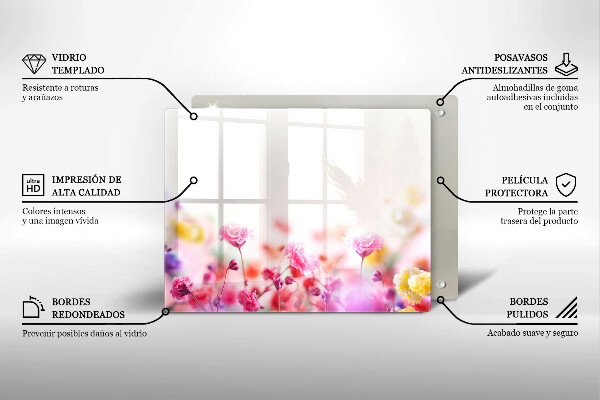 Skärbräda i härdat glas Äng av blommor