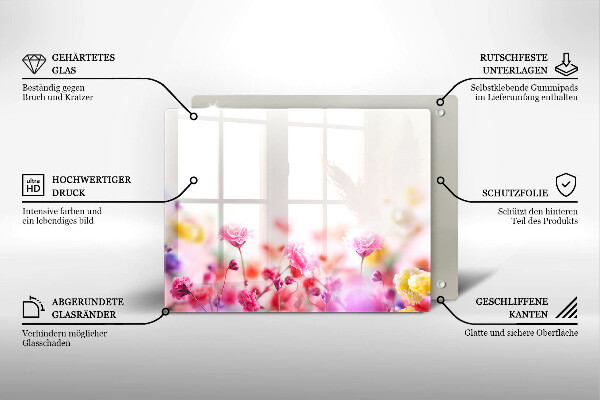 Skärbräda i härdat glas Äng av blommor