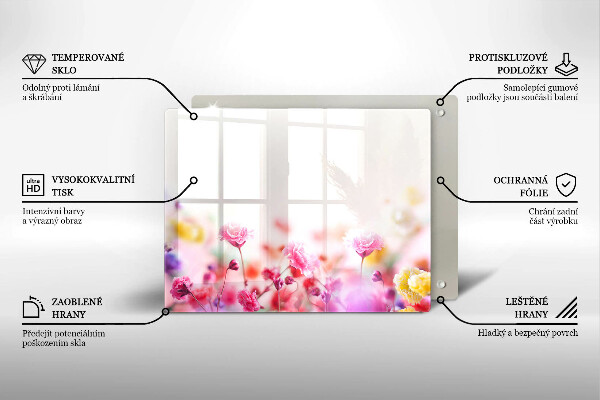 Skärbräda i härdat glas Äng av blommor