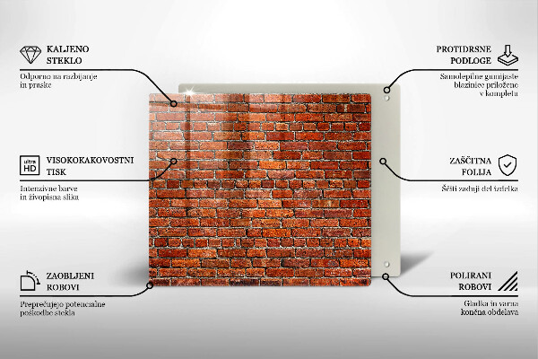 Skärbräda av glas Tegelvägg