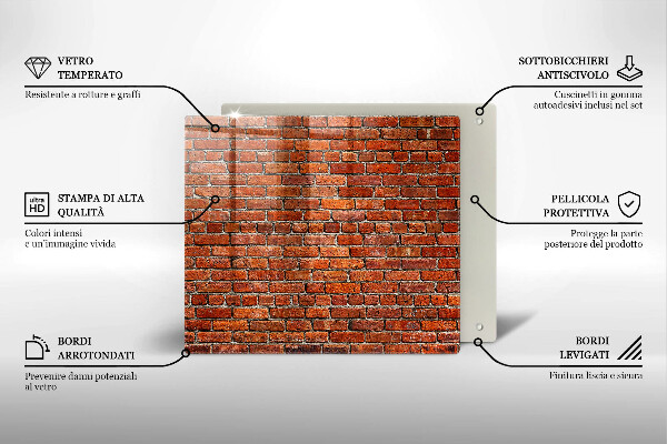 Skärbräda av glas Tegelvägg