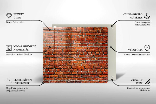 Skärbräda av glas Tegelvägg
