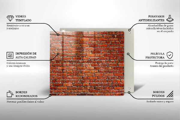 Skärbräda av glas Tegelvägg