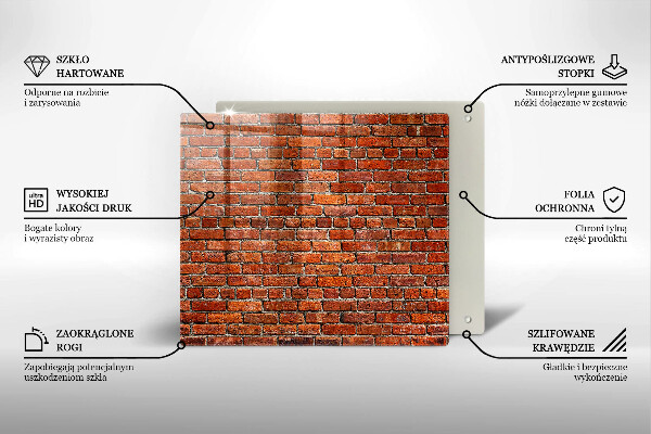 Skärbräda av glas Tegelvägg
