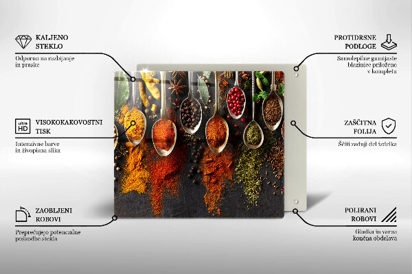 Skärbräda av glas Kryddskedar