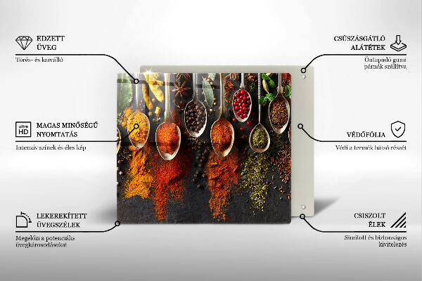 Skärbräda av glas Kryddskedar