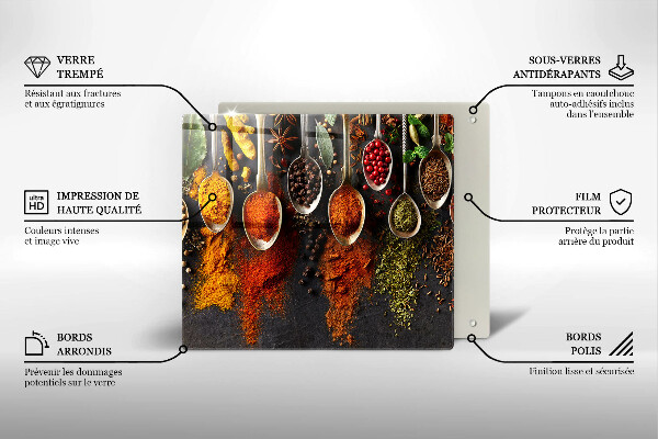 Skärbräda av glas Kryddskedar