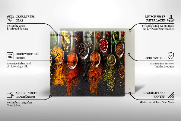 Skärbräda av glas Kryddskedar