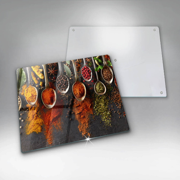 Skärbräda av glas Kryddskedar