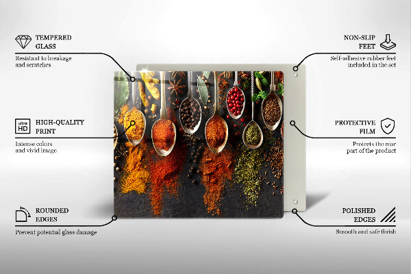 Skärbräda av glas Kryddskedar