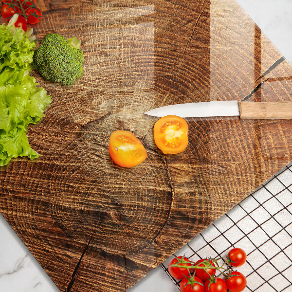 Skärbräda av glas Ringar av träträd