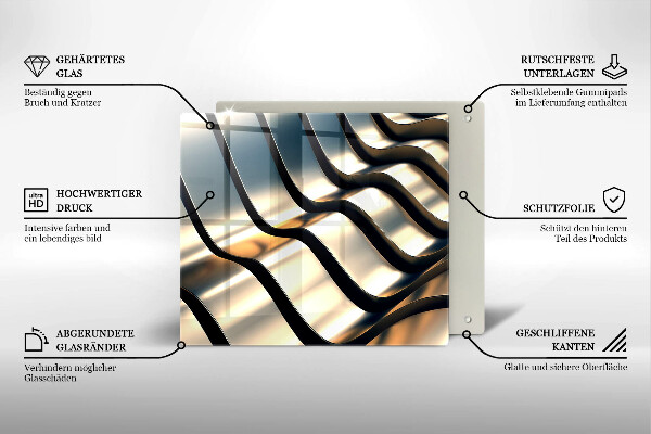 Skärbräda av glas 3D metallformer