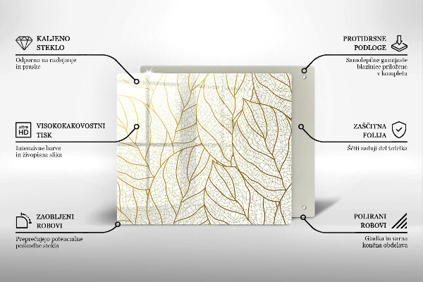 Skärbräda av glas Line art lämnar mönster