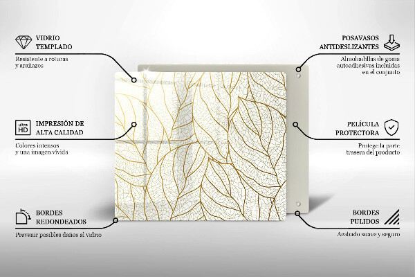 Skärbräda av glas Line art lämnar mönster