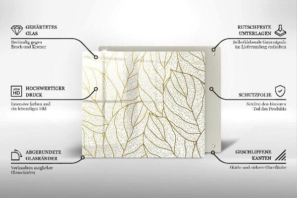 Skärbräda av glas Line art lämnar mönster