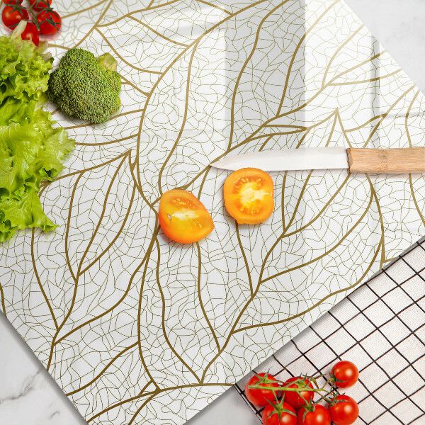 Skärbräda av glas Line art lämnar mönster