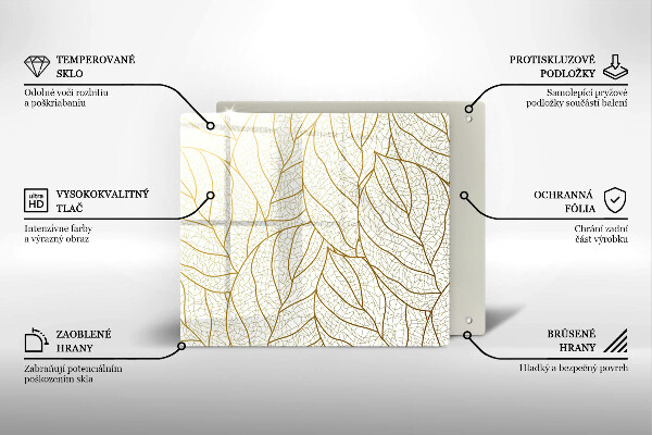 Skärbräda av glas Line art lämnar mönster
