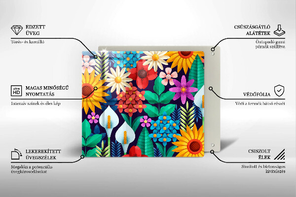 Skärbräda av glas Illustration äng blommor