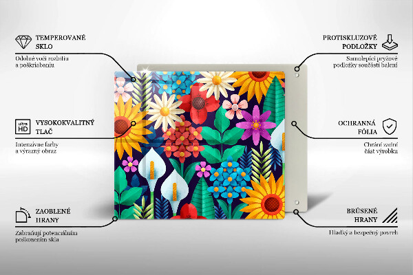 Skärbräda av glas Illustration äng blommor