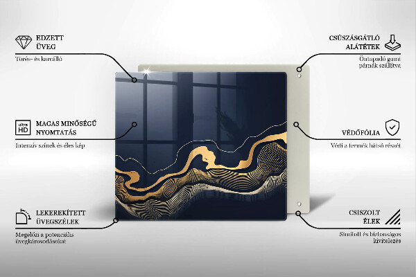 Skärbräda av glas Abstrakta gyllene linjer