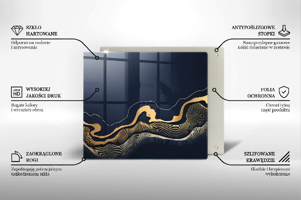 Skärbräda av glas Abstrakta gyllene linjer