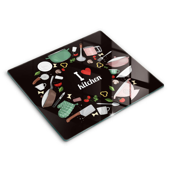 Skärbräda av glas Jag älskar köksillustration