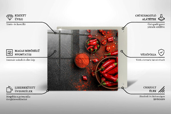 Skärbräda av glas Röd chilipeppar