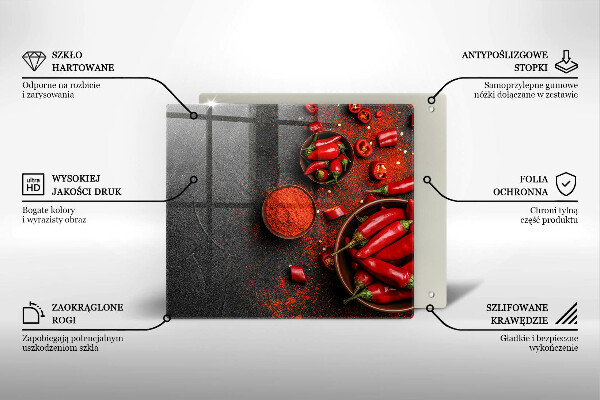 Skärbräda av glas Röd chilipeppar