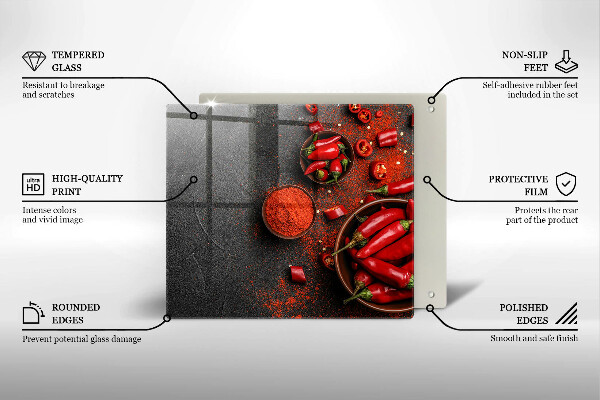 Skärbräda av glas Röd chilipeppar