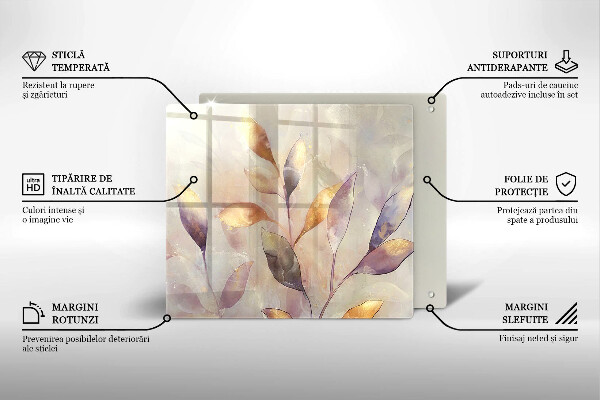 Skärbräda av glas Målade boho löv
