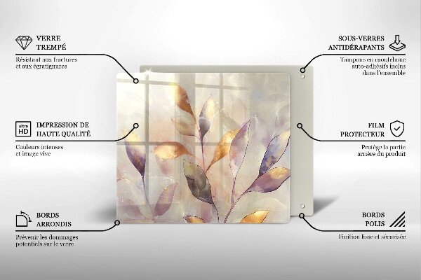 Skärbräda av glas Målade boho löv