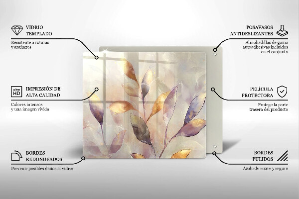 Skärbräda av glas Målade boho löv