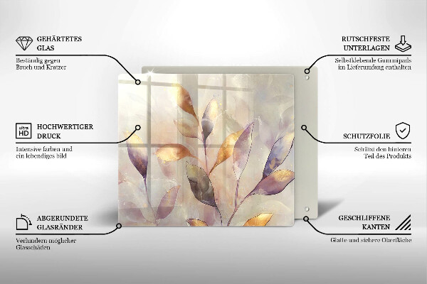 Skärbräda av glas Målade boho löv