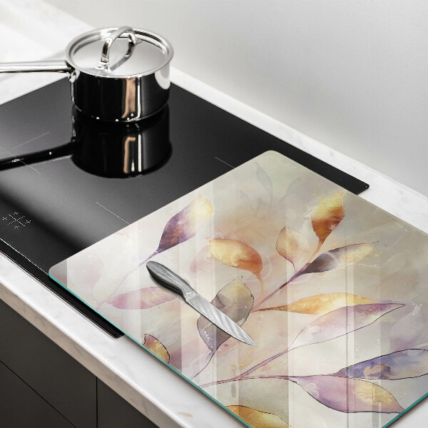 Skärbräda av glas Målade boho löv