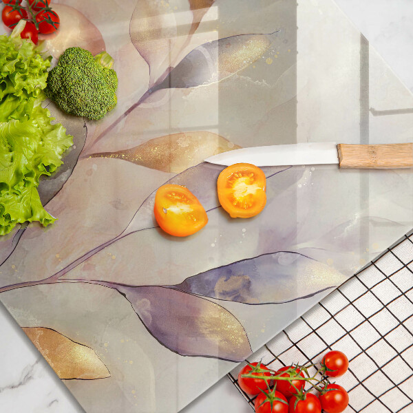 Skärbräda av glas Målade boho löv