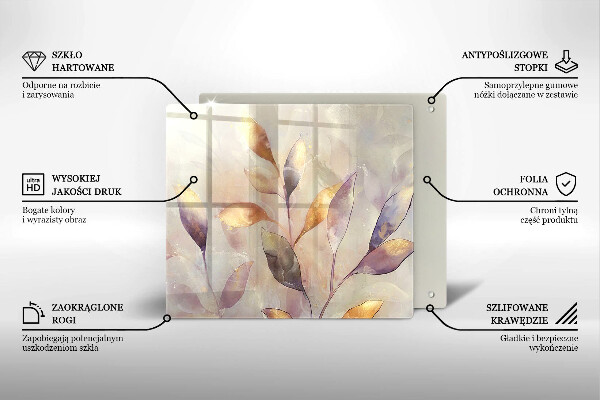 Skärbräda av glas Målade boho löv