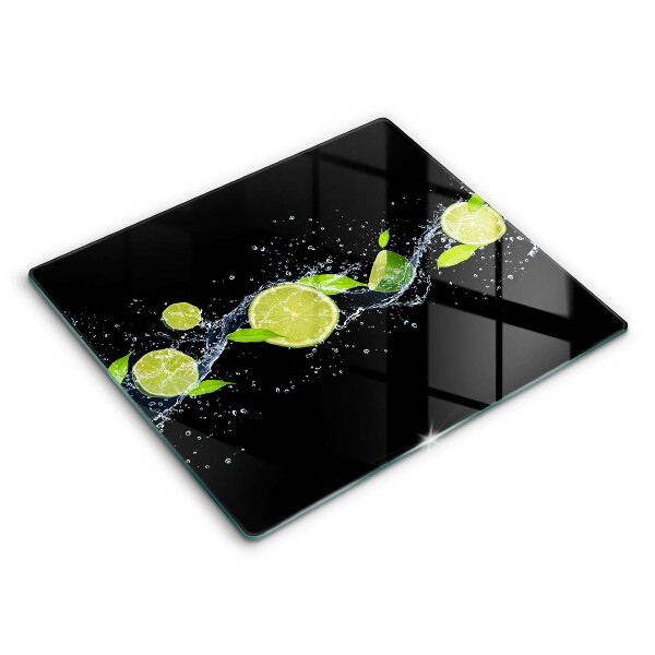 Skärbräda av glas Lime mynta vatten