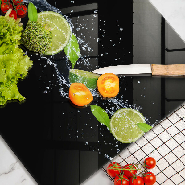 Skärbräda av glas Lime mynta vatten