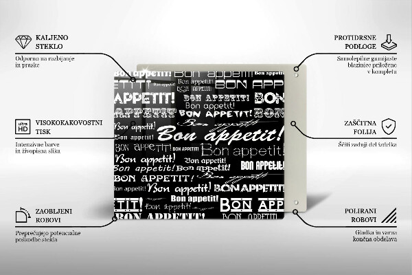 Skärbräda av glas Kökstexter God aptit