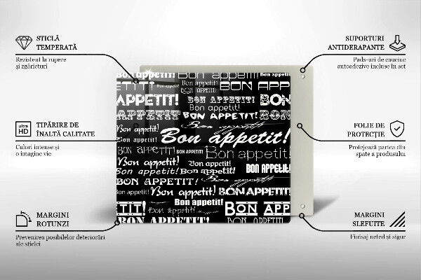 Skärbräda av glas Kökstexter God aptit