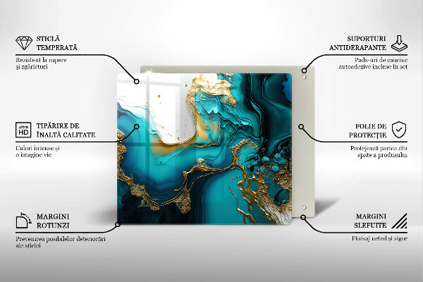 Skärbräda av glas Turkos abstraktion
