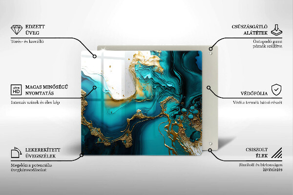 Skärbräda av glas Turkos abstraktion