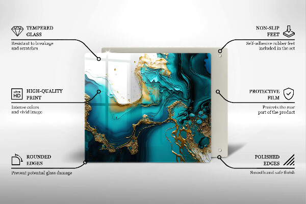 Skärbräda av glas Turkos abstraktion