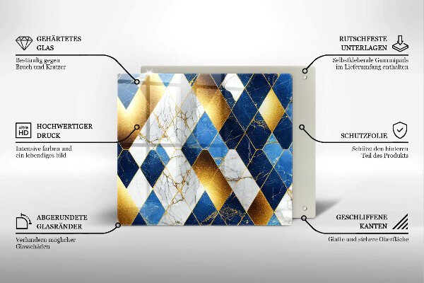 Skärbräda av glas Gyllene romb marmor