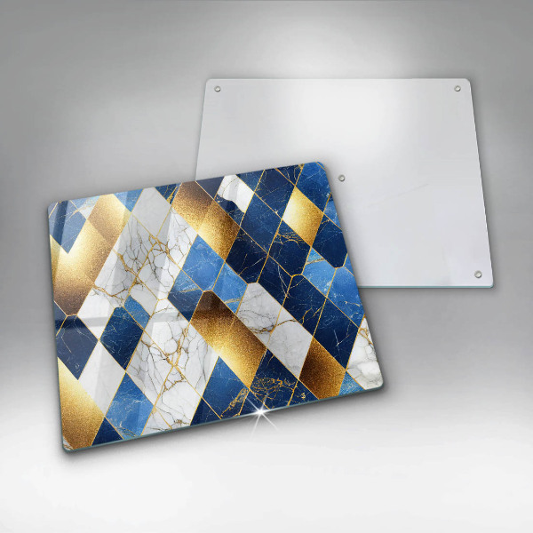 Skärbräda av glas Gyllene romb marmor