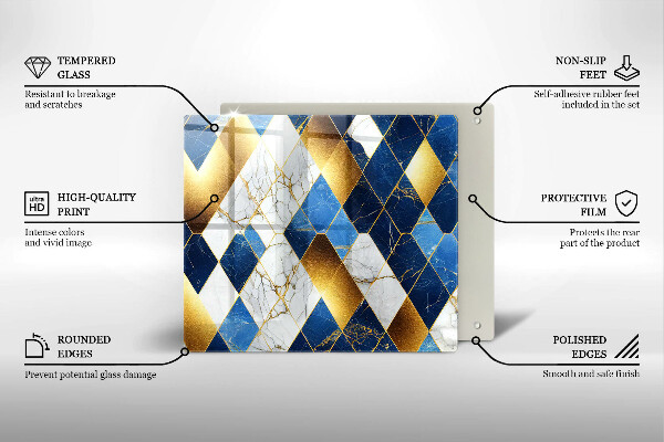 Skärbräda av glas Gyllene romb marmor