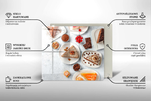 Skärbräda av glas Słodkości ciasta